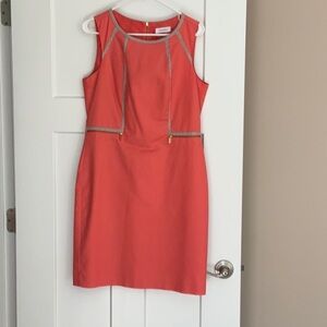 Calvin Klein women’s dress, size 10.  Peach. Worn four times in great condition